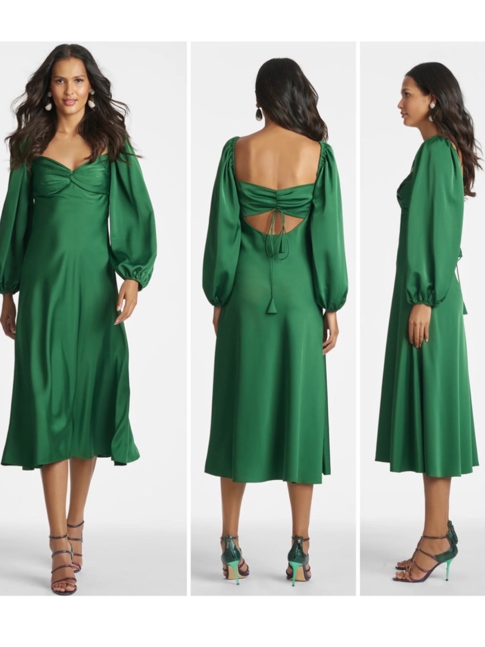Sachin & Babi Melody Empire Midi Dress in Emerald Green Size 6
